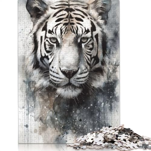 Puzzle für Erwachsene, 1000 Teile, Tiger Beauty, Schwarze Tinte, Puzzles für Erwachsene, Puzzle für Teenager, Puzzlespiel, Spielzeug, Geschenk, 1000 Teile (38 x 26 cm) von POLIUAWS