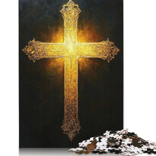 Puzzle für Erwachsene, 1000 Teile, Verziertes goldenes Kreuz, Puzzle für Erwachsene, Lernspiel, Herausforderungsspielzeug, 1000 Teile (38 x 26 cm) von POLIUAWS