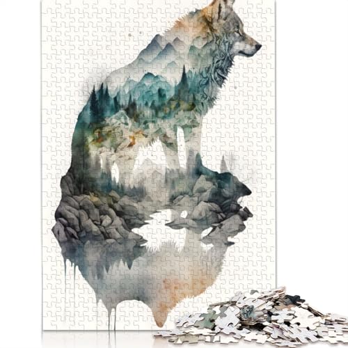 Puzzle für Erwachsene, 1000 Teile, Wolf-Aquarelle, Puzzle, Lernspielzeug, Spiele, Familiendekoration, 1000 Teile (38 x 26 cm) von POLIUAWS