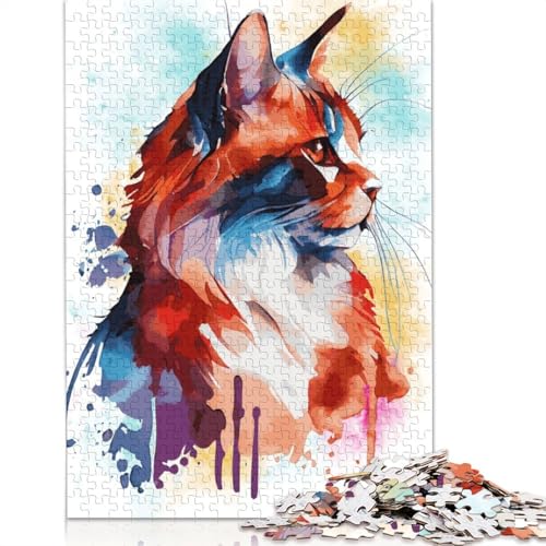 Puzzle für Erwachsene, 1000 Teile, abstrakte Bobtail-Katze, Puzzle für Erwachsene, für Lernspiele, Heimdekoration, 1000 Teile (75 x 50 cm) von POLIUAWS