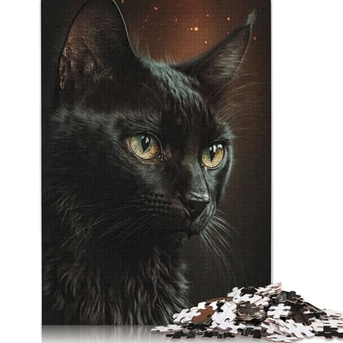 Puzzle für Erwachsene, 1000 Teile, schönes schwarzes Katzen-Puzzle, anspruchsvolles Spiel, 1000 Teile (75 x 50 cm) von POLIUAWS