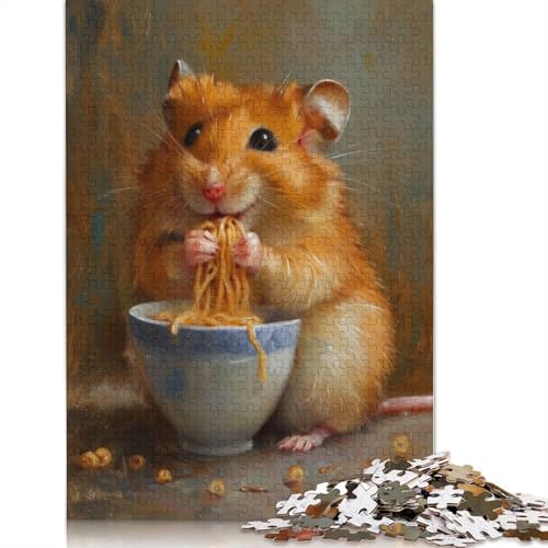 Puzzle für Erwachsene, 1000 Teile, süßer Hamster, der Ramen isst, Puzzles für Erwachsene für Lernspiele, Heimdekoration, 1000 Teile (75 x 50 cm) von POLIUAWS