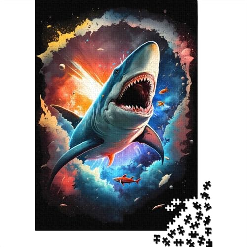 Puzzle für Erwachsene, 1000 Teile (75 x 50 cm), Hai, Puzzle für Erwachsene, pädagogisches Spiel, Herausforderungsspielzeug von POLIUAWS