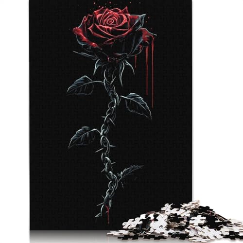 Puzzle für Erwachsene, Blutrose mit Kette, Puzzles für Erwachsene, Lernspiel, Herausforderungsspielzeug, 1000 Teile (38 x 26 cm) von POLIUAWS