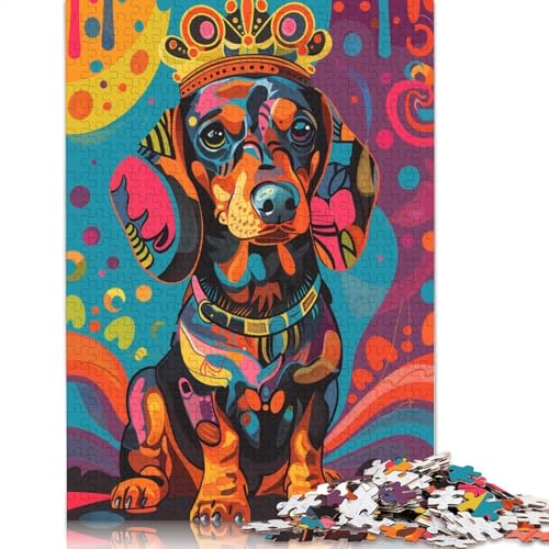 Puzzle für Erwachsene, Königlicher Dackel, Puzzles für Erwachsene, Lernspiel, Herausforderungsspielzeug, 1000 Teile (75 x 50 cm) von POLIUAWS