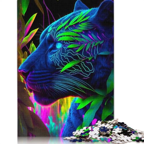 Puzzle für Erwachsene, Neon-Panther im Dschungel, Puzzles für Erwachsene, Lernspiel, Herausforderungsspielzeug, 1000 Teile (75 x 50 cm) von POLIUAWS