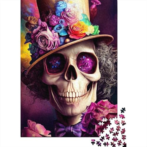 Puzzle für Erwachsene, Schädel und Rose, Lernspielzeug, Herausforderung, Spielzeug, 1000 Teile (75 x 50 cm) von POLIUAWS