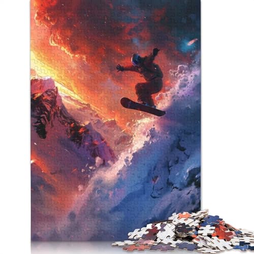 Puzzle für Erwachsene, Springender Snowboarder, Papierpuzzles für Teenager, Geschenke, Heimdekoration, Puzzlespielzeug, 1000 Teile (38 x 26 cm) von POLIUAWS