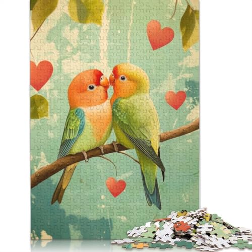 Puzzle für Erwachsene, Turteltauben auf einem AST mit Herzen, Puzzle für Erwachsene, Lernspiel, Herausforderungsspielzeug, 1000 Teile (75 x 50 cm) von POLIUAWS