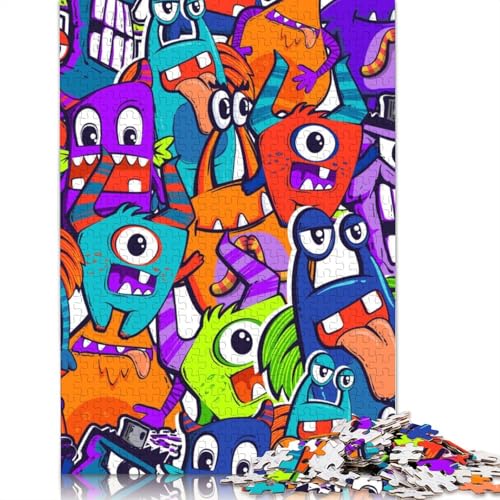 Puzzle für Erwachsene, buntes Cartoon-Monster, Holzpuzzle für Teenager, Geschenke, Heimdekoration, Puzzle-Spielzeug, 1000 Teile (75 x 50 cm) von POLIUAWS