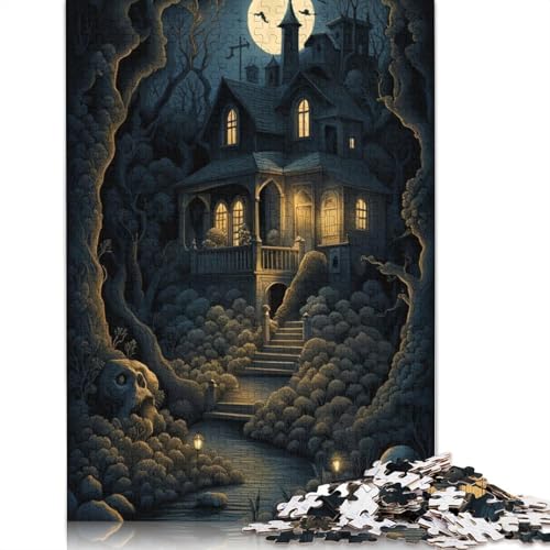 Puzzle für Erwachsene 1000 Halloween-Schlosspuzzles Erwachsenenpuzzle Lernspiel Herausforderung Spielzeug 1000 Teile (38 x 26 cm) von POLIUAWS
