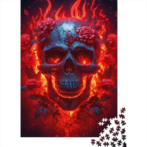 Puzzle für Erwachsene 1000 Schädel und Rosen Puzzle Erwachsene Puzzle Lernspiel Herausforderung Spielzeug 1000 Teile (38x26cm) von POLIUAWS