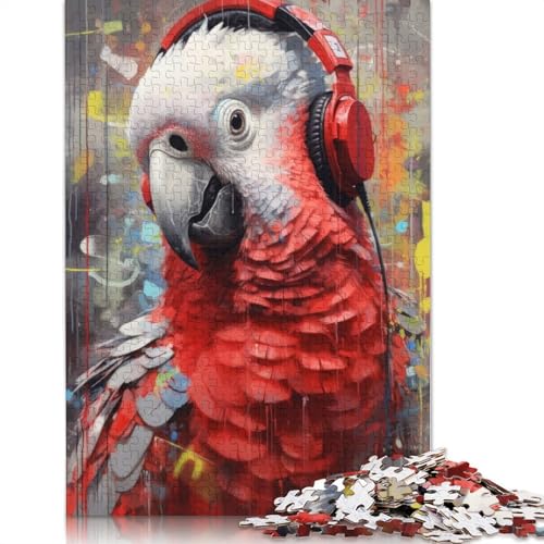 Puzzle für Erwachsene 1000 Stück, Graupapagei-Kopfhörer, Puzzle für Erwachsene, Lernspiel, Herausforderungsspielzeug, 1000 Teile (75 x 50 cm) von POLIUAWS
