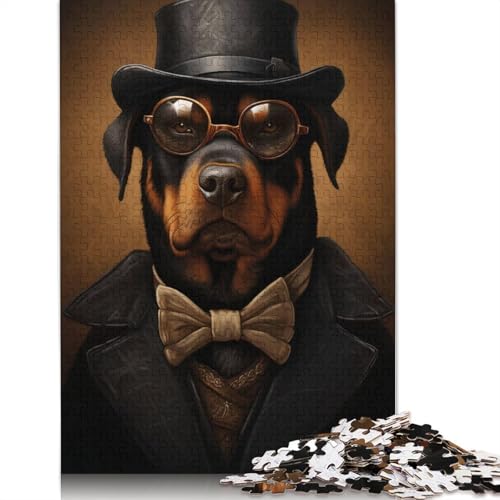 Puzzle für Erwachsene 1000 Teile, Rottweiler-Hundedetektiv, Puzzles für Erwachsene, Puzzle für Teenager, Puzzlespiel, Spielzeug, Geschenk, 1000 Teile (75 x 50 cm) von POLIUAWS
