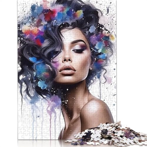 Puzzle für Erwachsene 1000 Teile Aquarell Gemälde Mädchen Holzpuzzle für Erwachsene Lernspiel Herausforderung Spielzeug 1000 Teile (75x50cm) von POLIUAWS