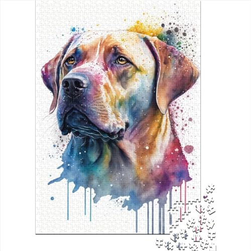 Puzzle für Erwachsene 1000 Teile Aquarellpapier Labrador Puzzle für Erwachsene Lernspiel Herausforderung Spielzeug 1000 Teile (38x26cm) von POLIUAWS