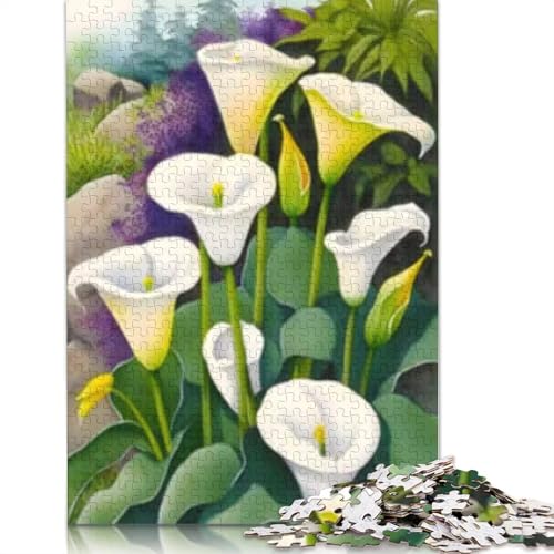Puzzle für Erwachsene 1000 Teile Blume des Lebens Calla Lily Holzpuzzle für Erwachsene und Jugendliche Wohnkultur Puzzle Spielzeug 1000 Teile (75x50cm) von POLIUAWS