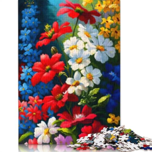 Puzzle für Erwachsene 1000 Teile Bunte Blumen Gemalte Holzpuzzle für Erwachsene Lernspiel Herausforderung Spielzeug 1000 Teile (75x50cm) von POLIUAWS