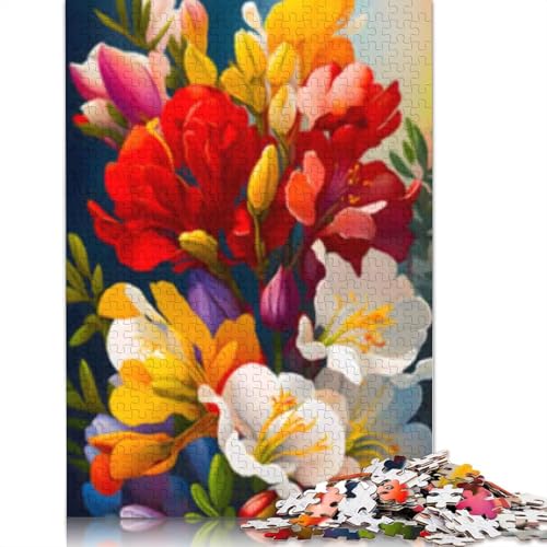 Puzzle für Erwachsene 1000 Teile Bunte Freesie Blumen Papier Puzzle für Erwachsene Lernspiel Herausforderung Spielzeug 1000 Teile (38x26cm) von POLIUAWS