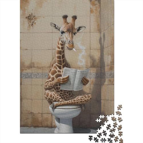 Puzzle für Erwachsene 1000 Teile Giraffe sitzend im Badezimmer Puzzle Puzzle für Erwachsene Lernspiel Herausforderung Spielzeug 1000 Teile (38x26cm) von POLIUAWS