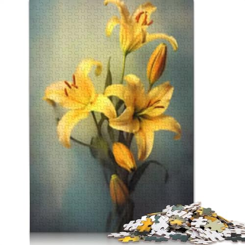 Puzzle für Erwachsene 1000 Teile Goldene Lilie Blumen Puzzle für Erwachsene Lernspiel Herausforderung Spielzeug 1000 Teile (75x50cm) von POLIUAWS