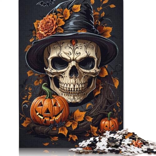 Puzzle für Erwachsene 1000 Teile Halloween Skeleton Holzpuzzle für Erwachsene Nachhaltige Puzzlespiele Halloween-Geschenke 1000 Teile (75x50cm) von POLIUAWS