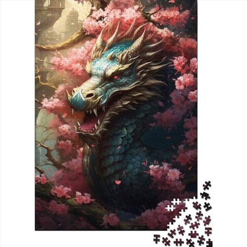 Puzzle für Erwachsene 1000 Teile Japanischer Drache Kirsche 15 Papierpuzzle für Erwachsene Nachhaltige Puzzlespiele Halloween-Geschenke 1000 Teile (38x26cm) von POLIUAWS