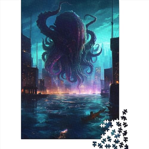 Puzzle für Erwachsene 1000 Teile Kraken Rising Holzpuzzle für Erwachsene Lernspiel Herausforderung Spielzeug 1000 Teile (75x50cm) von POLIUAWS