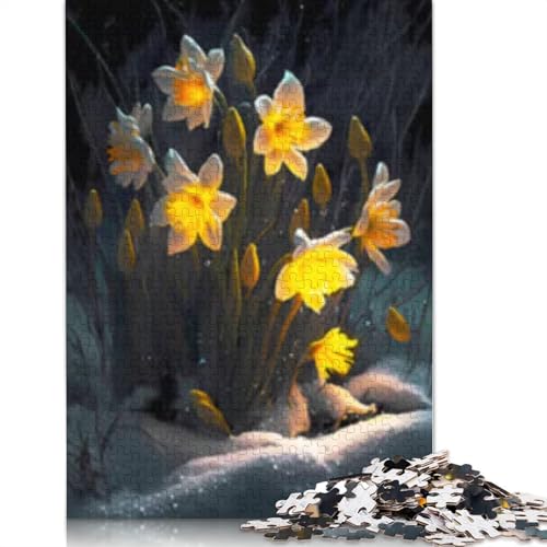 Puzzle für Erwachsene 1000 Teile Lilien Blumen Schnee Holzpuzzle für Erwachsene und Jugendliche Wohnkultur Puzzle Spielzeug 1000 Teile (75x50cm) von POLIUAWS