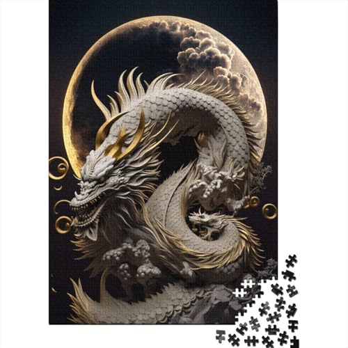 Puzzle für Erwachsene 1000 Teile Mutiger Drache Holzpuzzle für Erwachsene Nachhaltige Puzzlespiele Halloween-Geschenke 1000 Teile (75x50cm) von POLIUAWS