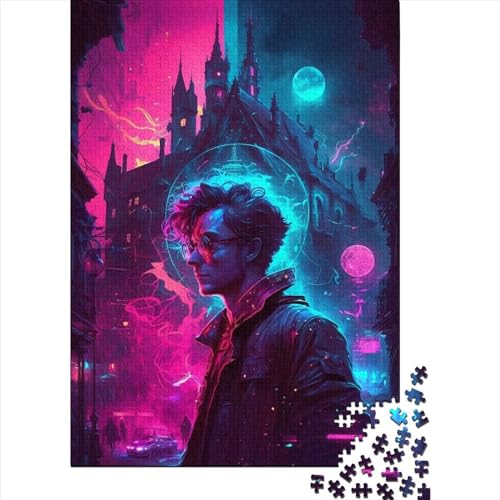 Puzzle für Erwachsene 1000 Teile Neonlandschaft 45 Holzpuzzle für Erwachsene Nachhaltige Puzzlespiele Halloween-Geschenke 1000 Teile (75x50cm) von POLIUAWS