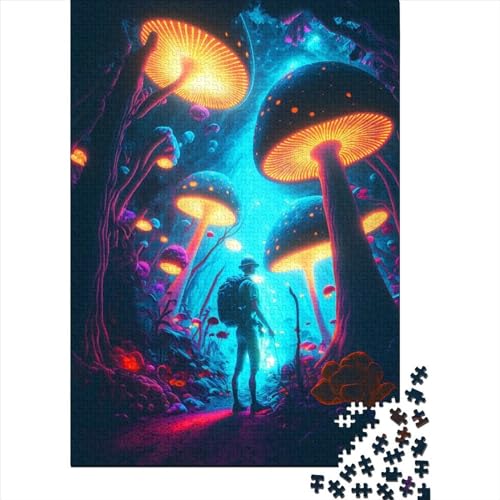 Puzzle für Erwachsene 1000 Teile Pilzwald Holzpuzzle für Erwachsene Nachhaltige Puzzlespiele Halloween-Geschenke 1000 Teile (75x50cm) von POLIUAWS