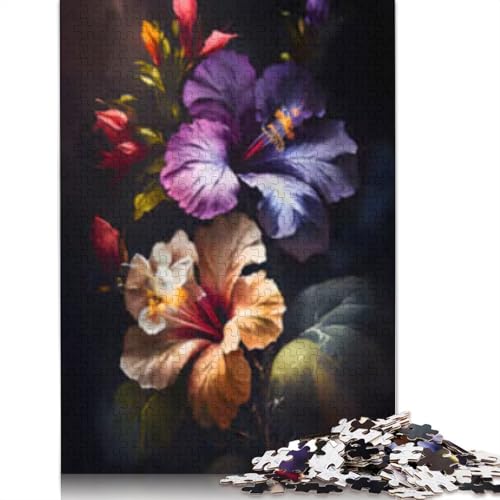 Puzzle für Erwachsene 1000 Teile mit buntem Blumendesign, Holzpuzzle für Erwachsene, Lernspiel, Herausforderung Spielzeug 1000 Teile (75x50cm) von POLIUAWS