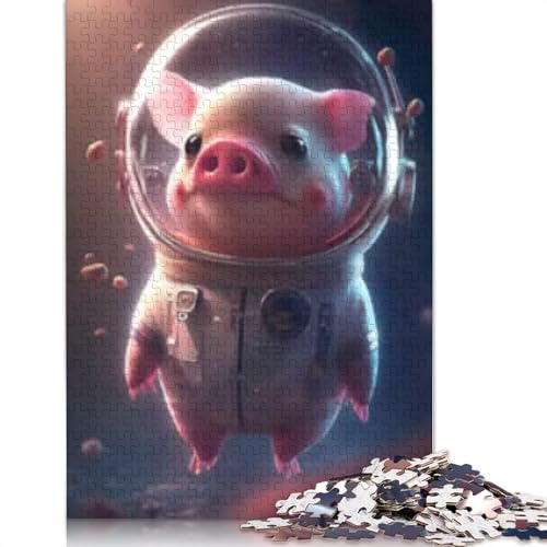 Puzzle für Erwachsene Astronaut Raum Schwein Puzzle für Erwachsene Lernspiel Herausforderung Spielzeug 1000 Teile (38x26cm) von POLIUAWS