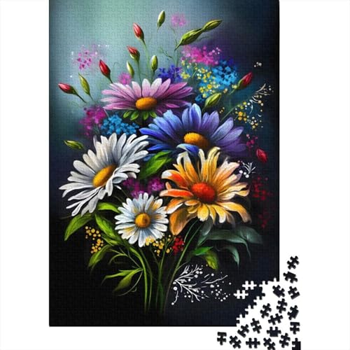 Puzzle für Erwachsene Bunte Blumen, Holzpuzzle für Teenager, Geschenke, Heimdekoration, Puzzle-Spielzeug, 1000 Teile (75x50cm) von POLIUAWS