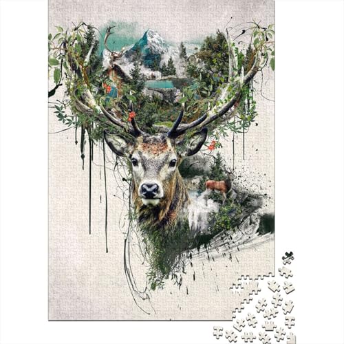 Puzzle für Erwachsene Deer4 Teenager Papier Puzzle Geschenke Wohnkultur Puzzle Spielzeug 1000 Teile (38x26cm) von POLIUAWS