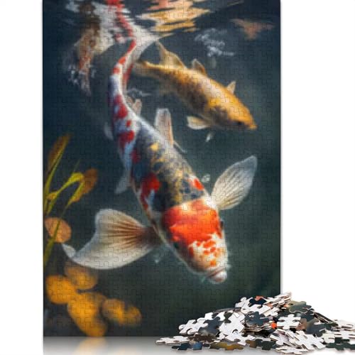 Puzzle für Erwachsene Koi Fish Ruhiges Wasser Puzzle für Erwachsene Lernspiel Herausforderung Spielzeug 1000 Teile (38x26cm) von POLIUAWS