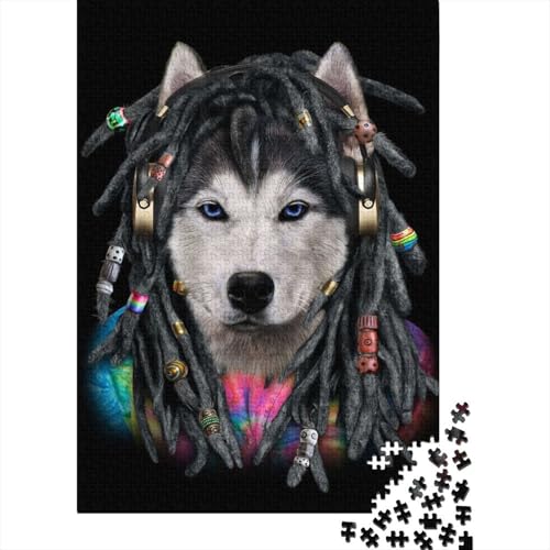 Puzzle für Erwachsene Siberian Husky Dreadlocks Puzzle für Erwachsene Lernspiel Herausforderung Spielzeug 1000 Teile (38x26cm) von POLIUAWS