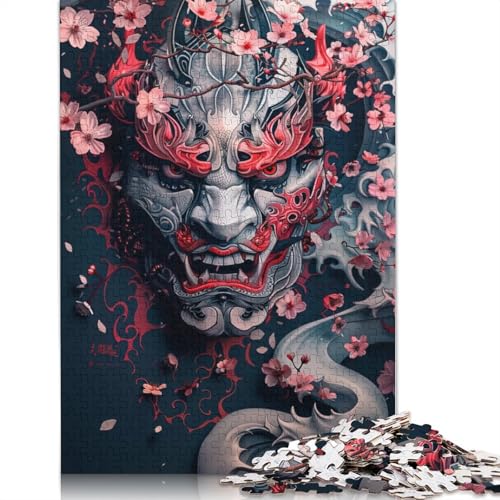 Puzzle für Erwachsene mit antiken japanischen Masken, 100% Recyclingpapier, 1000 Teile, Puzzle für Erwachsene, für Kinder, 1000 Teile (75 x 50 cm) von POLIUAWS
