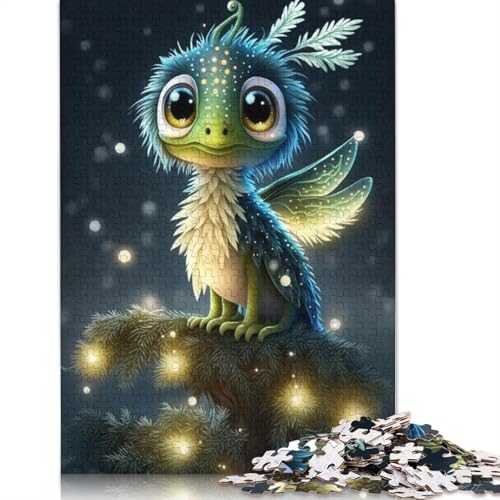 Puzzle für Erwachsene mit niedlichen Drachen, 1000 Teile, Holzpuzzle für Erwachsene, Lernspiel, Herausforderung Spielzeug, 1000 Teile (75 x 50 cm) von POLIUAWS