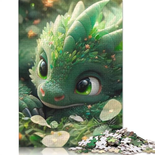 Puzzle für Erwachsene mit niedlichen Drachen, 1000 Teile, Holzpuzzle für Erwachsene, Lernspiel, Herausforderung Spielzeug, 1000 Teile (75 x 50 cm) von POLIUAWS