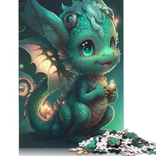 Puzzle für Erwachsene mit niedlichen Drachen, 1000 Teile, Holzpuzzle für Erwachsene, Lernspiel, Herausforderung Spielzeug, 1000 Teile (75 x 50 cm) von POLIUAWS