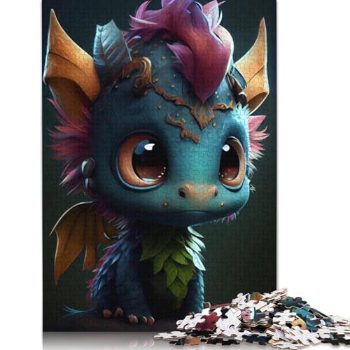 Puzzle für Erwachsene mit niedlichen Drachen 1000 Teile, Papierpuzzle für Erwachsene, Lernspiel, Herausforderung Spielzeug, 1000 Teile (38 x 26 cm) von POLIUAWS