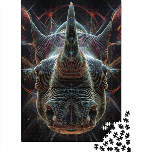 Puzzle für Erwachsene und Jugendliche, Holzpuzzle Nashorn, Puzzle für Erwachsene, Lernspiel, Herausforderung, Spielzeug, 1000 Teile (38 x 26 cm) von POLIUAWS