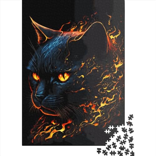Puzzle für Erwachsene und Jugendliche, Schwarze Katze, Holzpuzzle für Erwachsene und Jugendliche ab 12 Jahren, 1000 Teile (38x26cm) von POLIUAWS