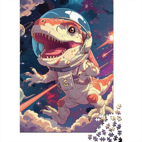 Puzzle für Erwachsene und Teenager, Niedlicher Dinosaurier, Astronaut, Holzpuzzle für Erwachsene und Jugendliche ab 12 Jahren, 1000 Teile (38x26cm) von POLIUAWS
