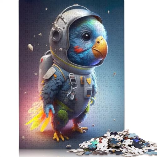 Puzzle mit 1000 Teilen, Astronaut und Weltraumpapagei für Erwachsene, schwieriges Puzzle für Erwachsene, lustiges Puzzle für die ganze Familie, 1000 Teile (38 x 26 cm) von POLIUAWS