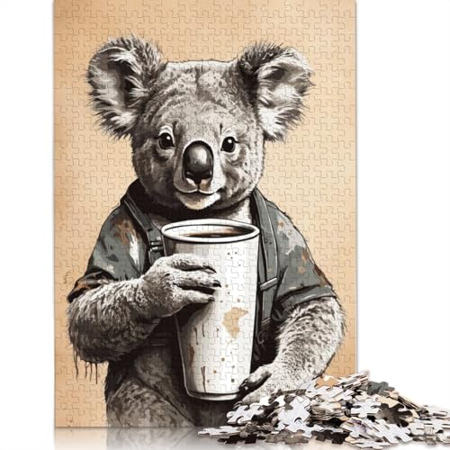 Puzzle mit 1000 Teilen, Motiv: Koala-Tiere, Kaffee, Spielzeug für Erwachsene, Denkspiel, Lernspiel für Erwachsene, Stressabbau, Heimdekoration, 1000 Teile (38 x 26 cm) von POLIUAWS