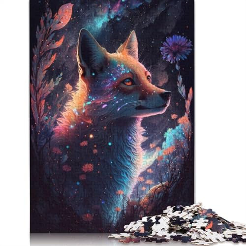 Puzzle mit 1000 Teilen, Weltraumfuchs und Blumen, für Erwachsene, 100% Recyclingpapier, schwierige Puzzles für Kinder, 1000 Teile (75 x 50 cm) von POLIUAWS