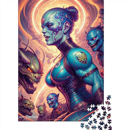Puzzle mit 1000 Teilen, blaues Monster für Erwachsene, Puzzle für Erwachsene, Heimdekoration, Spielzeug, 1000 Teile (38 x 26 cm) von POLIUAWS